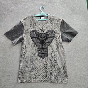 Square Zero‎ Men Shirt XL Gray Animal Print Cobra Corset Star Embroidered